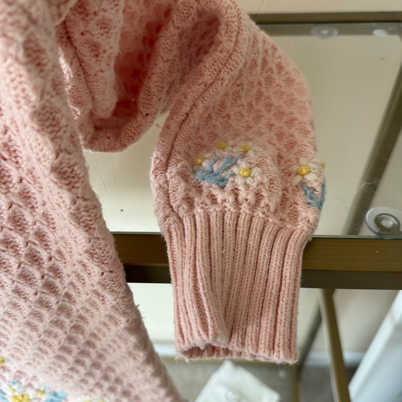 LoveShackFancy Naj Blush Pink Embroidered Cardigan Size XS - Picture 7 of 10